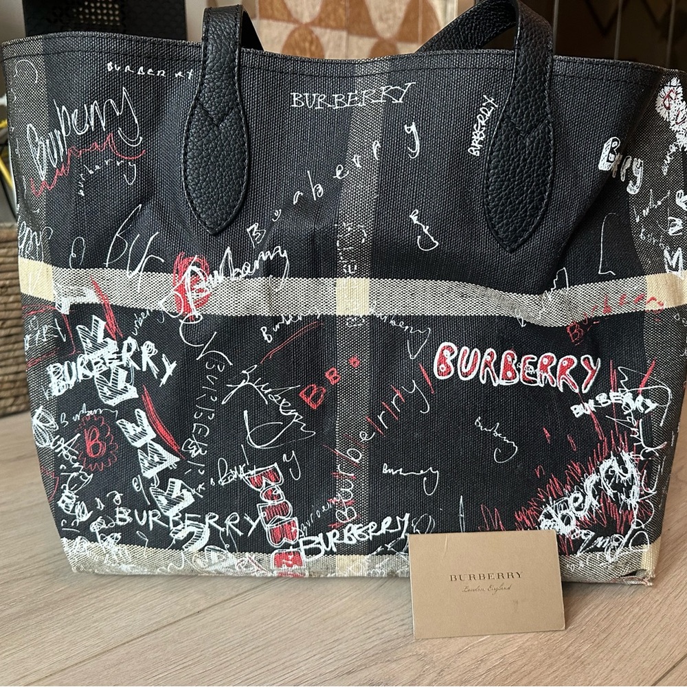 Burberry Black and White Graffiti Tote
